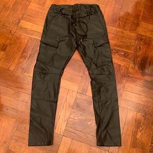 Faux Leather Biker Pants